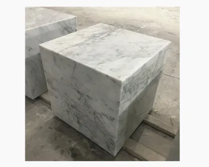 White Marble Plinth Side Table by Restoration Hardware