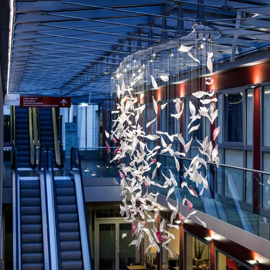 Customized Color Art Glass Feather Chandelier for Modern Design Hotel and Mall