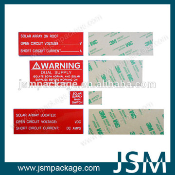 Top quality double color solar warning label ABS material