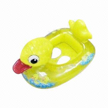 Inflatable Duck Babies' Boat, OEM Orders Accepted, Comes in Yellow with Transparent Color