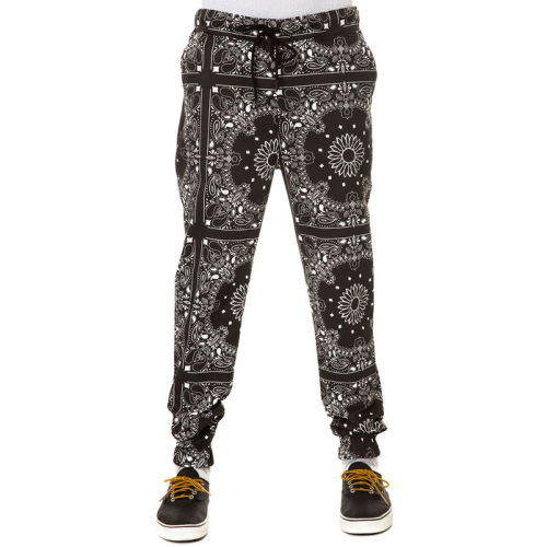 Custom printed block french terry mens sweatpants