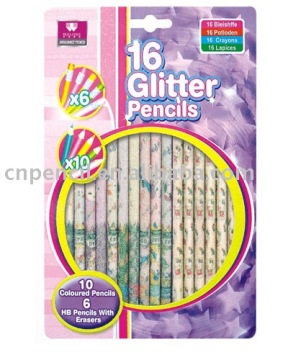 7\" 12 Glister Pencil,basswood,with eraser,with blister pack.