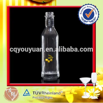 Decorated transparent 250ml olive oil bottle with screw cap