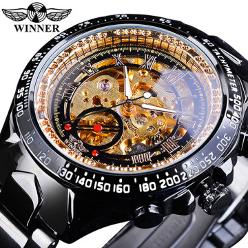 Winner Mechanical Sport Dign Fashion Steel Band Luxury Automatic Diver Watch for Men