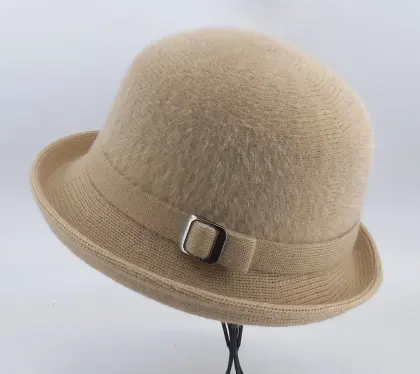 Wholesale Sunscreen Knitted Women's Short Brim Bucket Hat