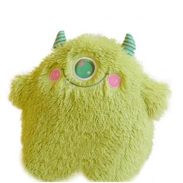 Green long-haired one-eyed little monster stuffed animal