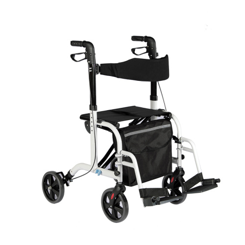 2 in 1 Medical Rolling Walker Aluminum Transport Chair & Mobility Rollator Manufactory