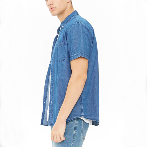 Men's Short-Sleeved Denim Shirt Top