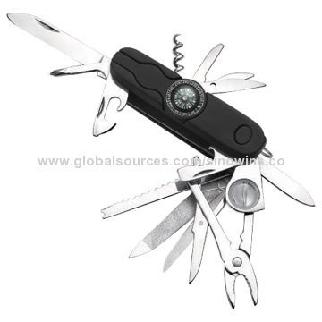 Multipurpose tool pocket knife with LED and compass