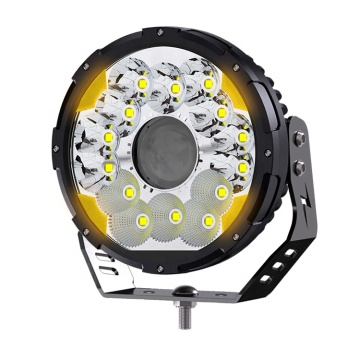 防水7インチ190W/200WアンバーとホワイトオフロードラウンドLEDジープJKと4x4トラックのドライビングワークライト