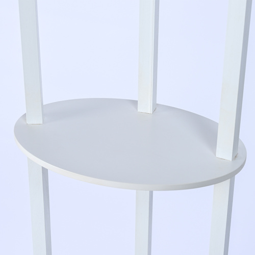 Elegant White Oval Light Shelf with Wooden Base