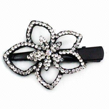 Flower hair crocodile clip, decorated with diamonds, OEM orders are welcome