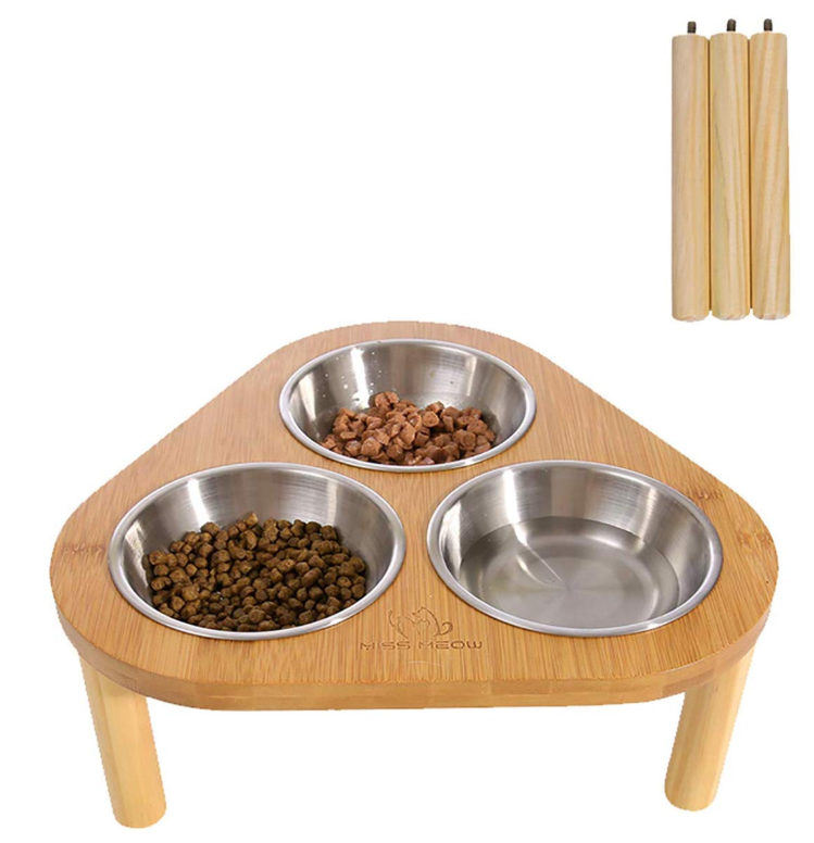 Bamboo Stand Pet Cat Dining Table