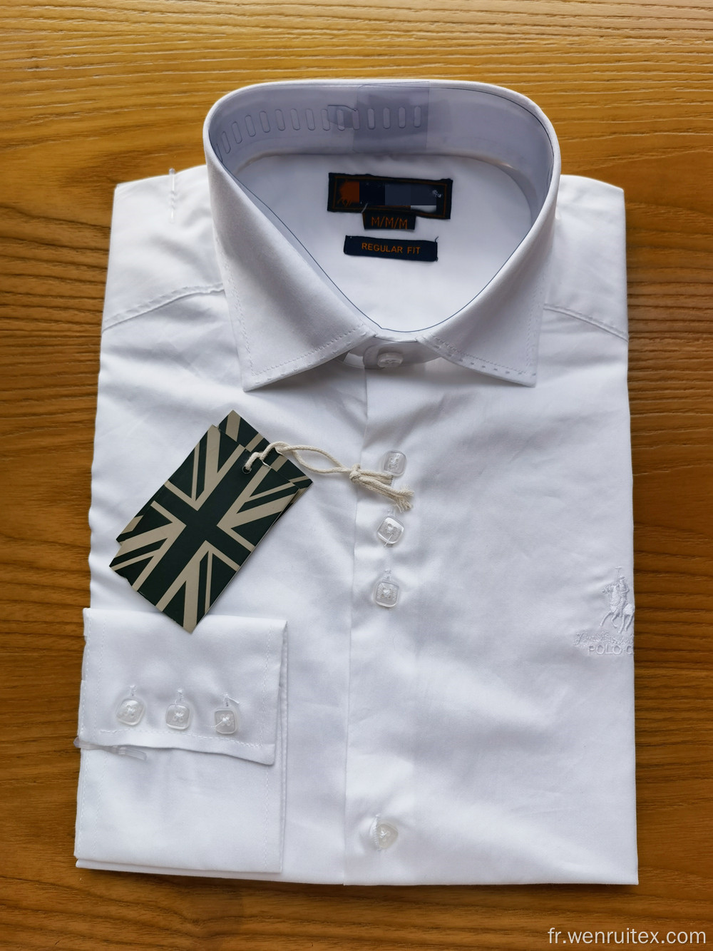 100% coton blanc chemises normales pour hommes à manches longues