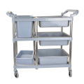 Stainless steel dining trolley with plastic bucket