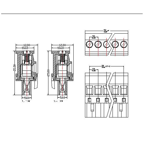 AT2500F-5.0／5.08XXXX-ABV Plug-in Terminal Block Hook on back side Pitch5.0／5.08 