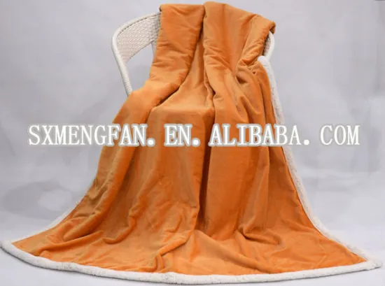 orange short flush Print Plaid Blanket