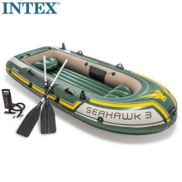 Intex 68380 SEAHAWK 3 Inflatable Fishing Rowing Boat Set