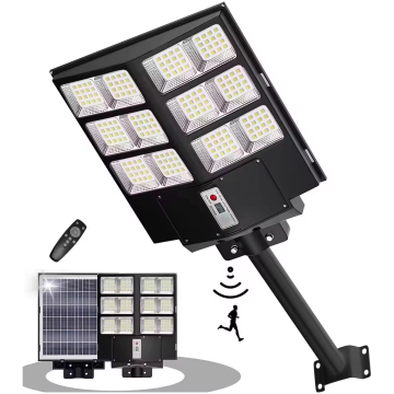US Stock: IP67 Rated 300W All-in-One Solar Street Light with Radar Sensor and Remote Control - Waterproof Design