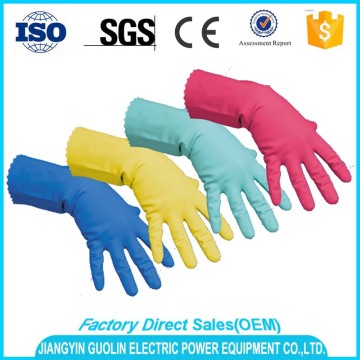 different colorful waterproof household kitchen cleaning latex gloves dipping plant