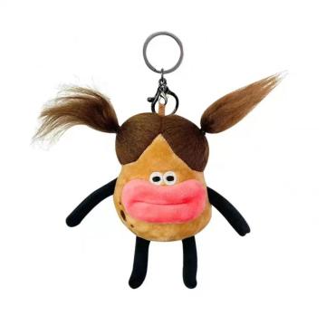 Plush fried potato bag pendant keychain