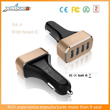 Universal 48W 4-Port USB Phone Power Car Charger with Aluminium Head