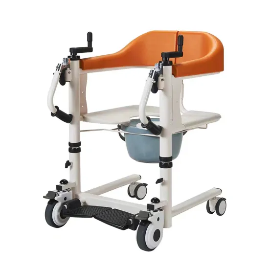 Hand-Cranking Lift and Shift Toilet and Bath Chair for Disabled Care