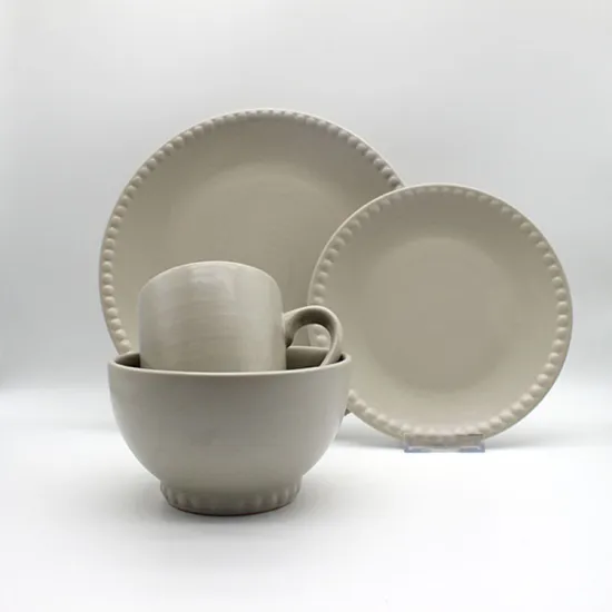 Best Selling Embossed Color Glazed Stoneware Dinnerware Set