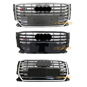 Glossy Black Silver Front Bumper Grille for Audi Q2 SQ2 2018-2020