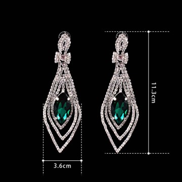 Pendientes de circonita cúbica de diamantes de imitación de diamantes de imitación de color verde