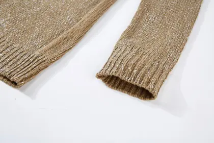 Women's Knitted Foil Print Crew-Neck Pullover