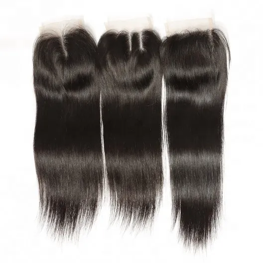 Cuticle Aligned Remy Human Hair Extentions Closure 4x4 Silky Straight Lace Closure 100% Human Hair Extentions