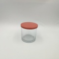 Clear plain candle glass with pink metal lid