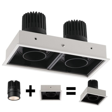 Double Head Square Spotlight: 8W/10W MR16 COB Adjustable LED Light for Hotels, Restaurants, and Living Rooms