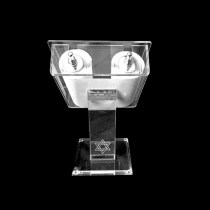 Modern Minimalist Lucite Pedestal Display Stand for Jewish Torah Scroll