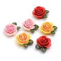 Assorted Color 24MM Resin Rose Flower Cabochon Flatback Rose Flower Cabs Flower Slime Beads Jewelry Making Findings