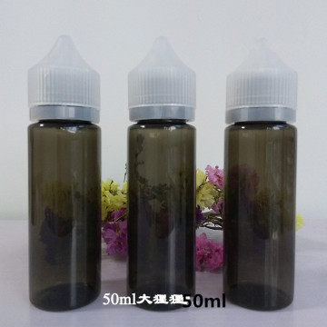 Hot sale clear 50ml pet plastic unicorn gorilla e liquid bottle with tamper-childproof cap for e-cig