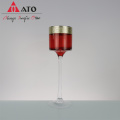 Red Glass Soalight Holders Gold Rim for Party