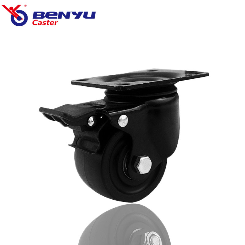 Heavy-Duty Swivel Brake Casters Thickened Black PP Wheel