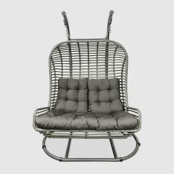 Fulin 2023 Hot Sell Indoor Modern Two-Seater Swing Egg Chair White Rattan Basket