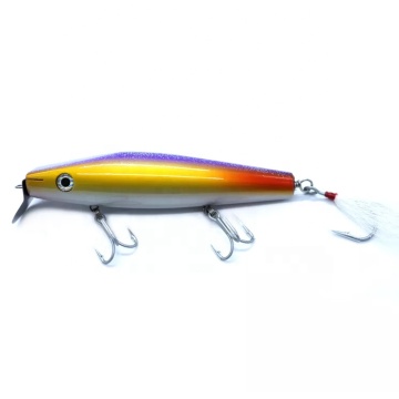 68g 6 Inch Metal Lip Minnow Lure Birch Hard Artificial Wood Bait Popper Plug
