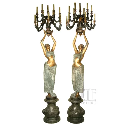 Fine Workmanship metal crafts bronze lady sculpture lamps