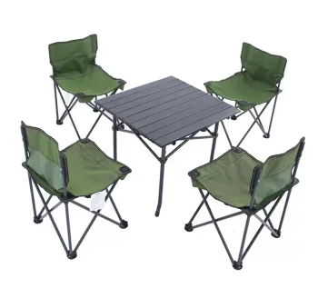 Camping Table and Chair Set for 4-6 People - Outdoor Picnic Folding Set