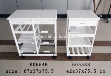 Solid wood Moveable Dining Serving Cart, Kitchen rack with Drawer And Wire Basket, Mail order packing