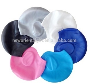 waterproof promotional silicone swimming cap with earflaps
