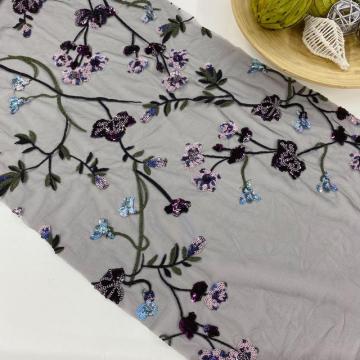 Multilcolor Sequin Embroidery On Mesh Fabric For Garment