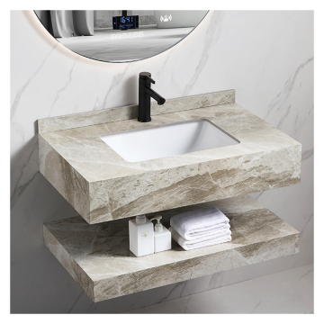 Modern Wall-Mounted Marble Vanity for Small Bathrooms