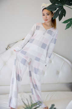 Square waffle polar fleece pajama set