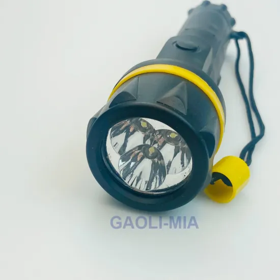 Budget-friendly 3LED Rubber Flashlight with 1 Yellow Bulb, Operated by 2 AA Batteries - Plastic Torch