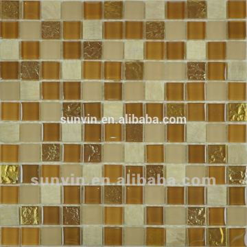 23x23 mm Marble stone and glass tile mosaic for interior wall tile